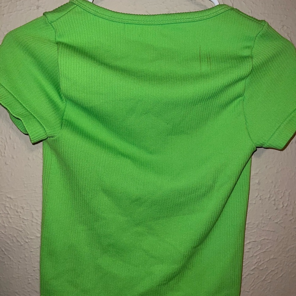 Bright Green Neon Ribbed Knit Top - Picture 5 of 6